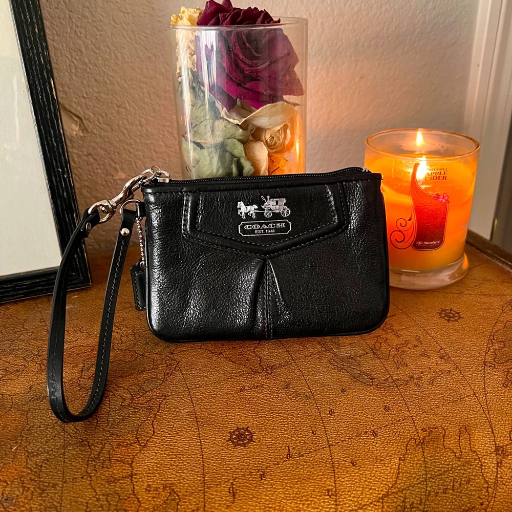 Coach Black Leather Wristlet